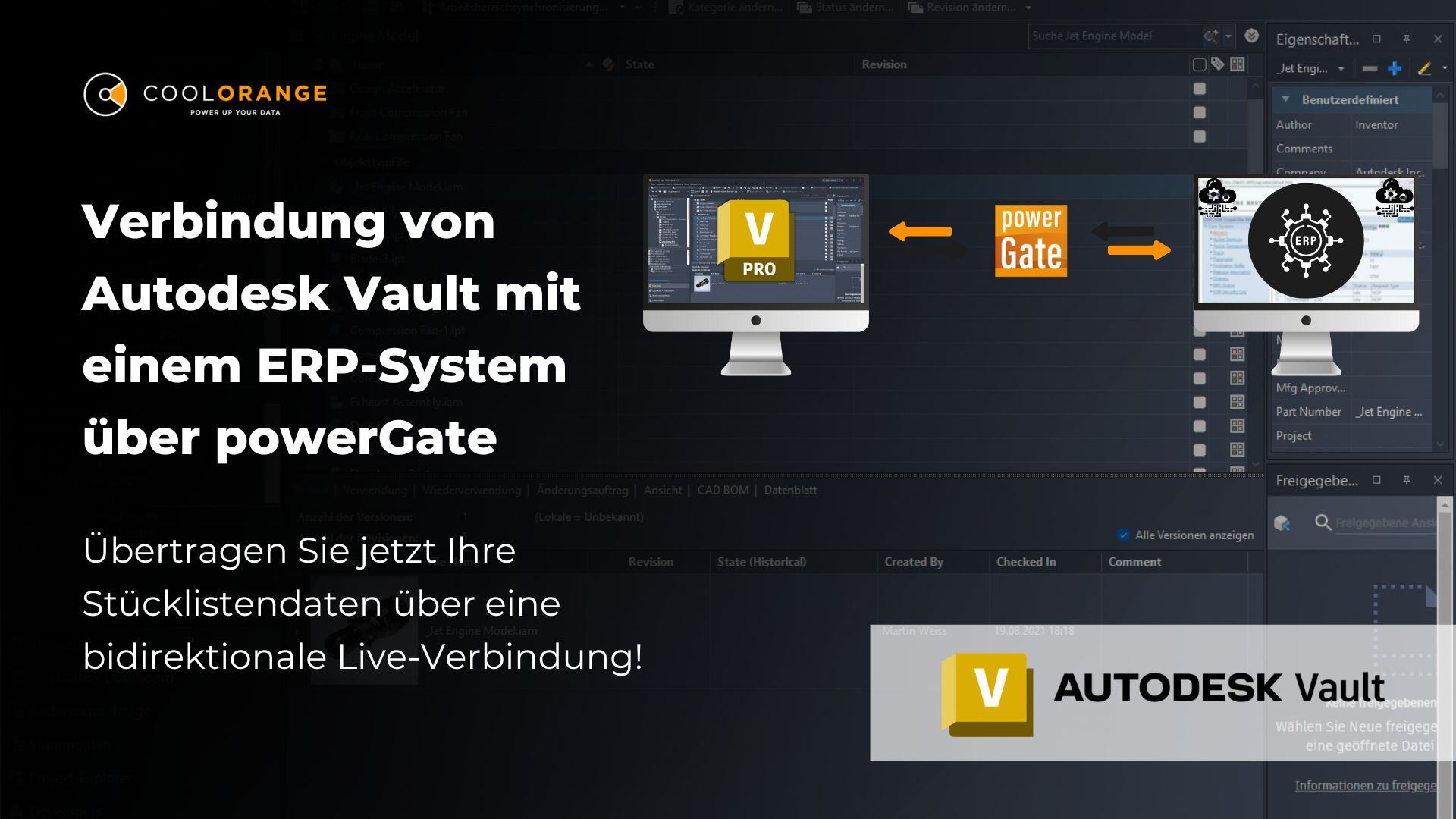 Verbindung von Autodesk Vault mit einem ERP-System über powerGate