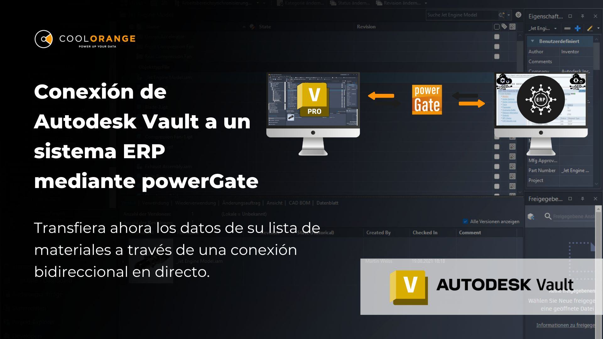 Conexión de Autodesk Vault a un sistema ERP mediante powerGate